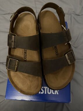Birkenstock Arizona Two-Strap Sandals in Dark Brown